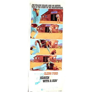 VINTAGE Orignal 1969 Glenn Ford Heaven With A Gun Movie Lithograph Poster